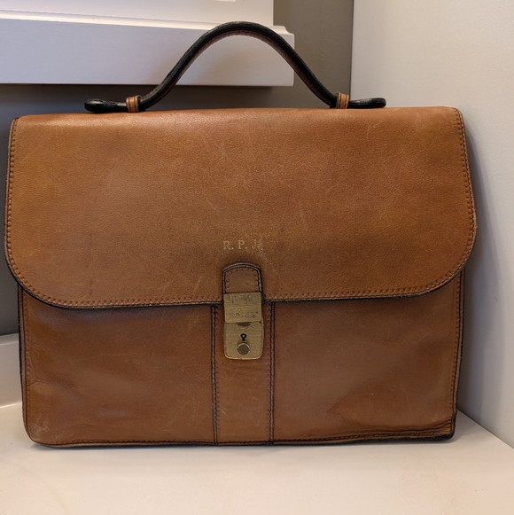 🥰 Vintage 1980's Bally Italy Genuine Smooth Leather Top Carry Briefcase 💼 - Picture 2 of 16